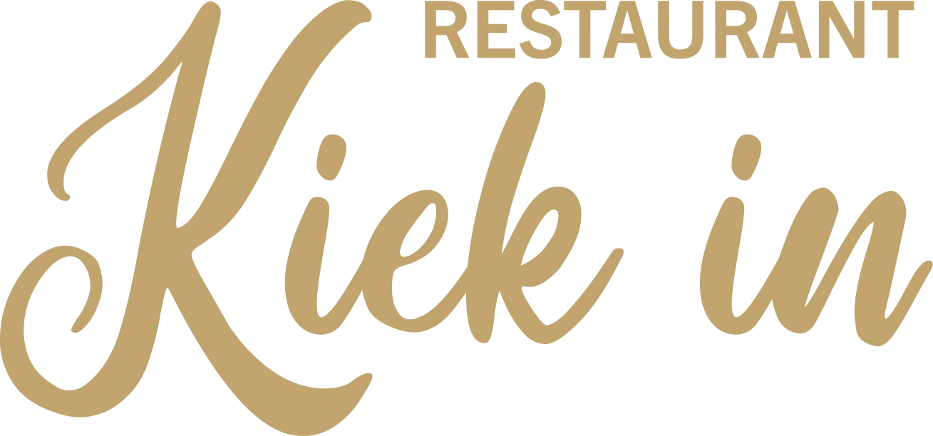 Kiek in Logo Schwarzes und goldenes Schild mit Text in eleganter Typografie.
