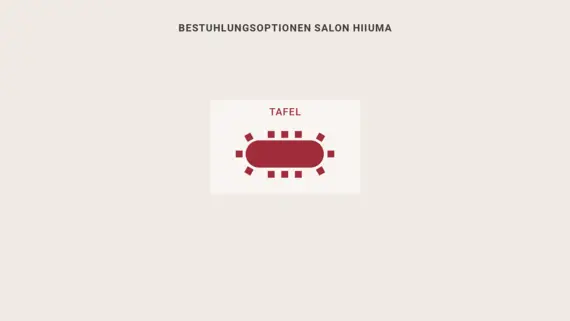 Die Bestuhlungsoption des Salons Hiiuma: Tafel.