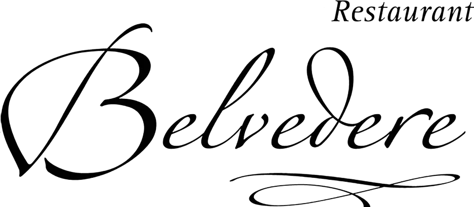 Logo vom Restaurant Belvedere in schwarzer Schrift 