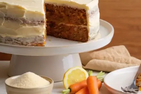 Karottenkuchen Karottenkuchen auf einem Teller