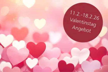 Valentinstag Angebot Eine Gruppe von rosa Herzen mit Text Valentinstag Angebot 11.02.-18.02.26