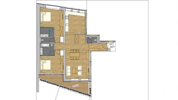 Floor plan of the second apartment in Thurnher's Residences.